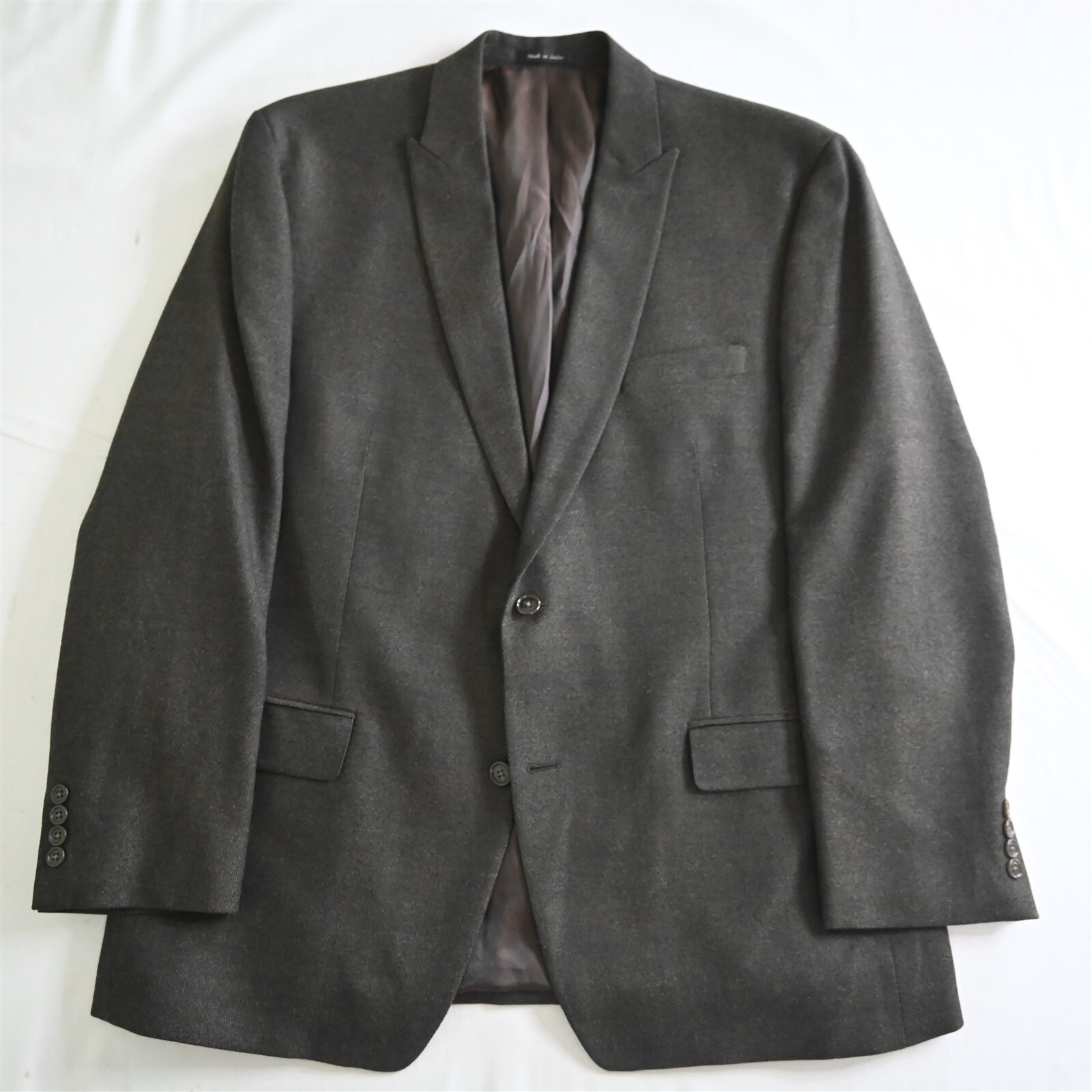 Calvin Klein 46r Brown Birdseye Tweed 100% Wool Mens Blazer Sport Coat Jacket